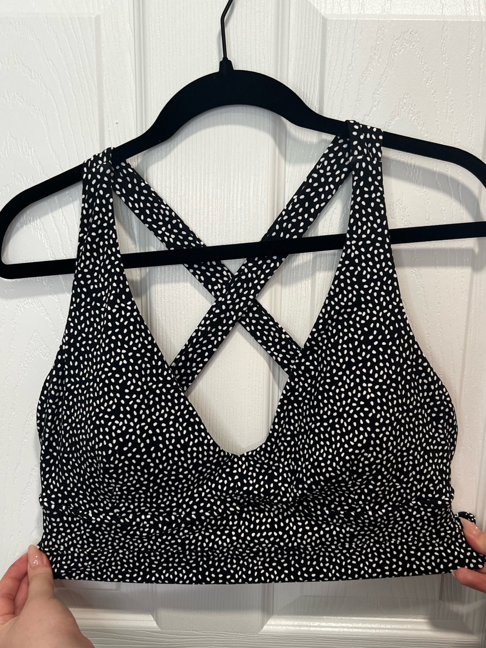 BuffBunny Black Sports Bra with White Dot Print